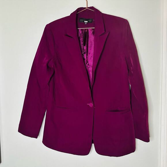 ENDLESS ROSE Purple Jewel Toned Single Button Breasted Blazer Size Medium - Picture 3 of 11